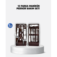 12 Piece Manicure Pedicure Care Set Stainless Steel with Special Leather Bag