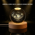 LED Lighted Crystal Ball Decorative Planet Model with Wooden Stand