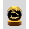 Dolphin Themed Crystal Ball USB Lighted Night Lamp with Wooden Base