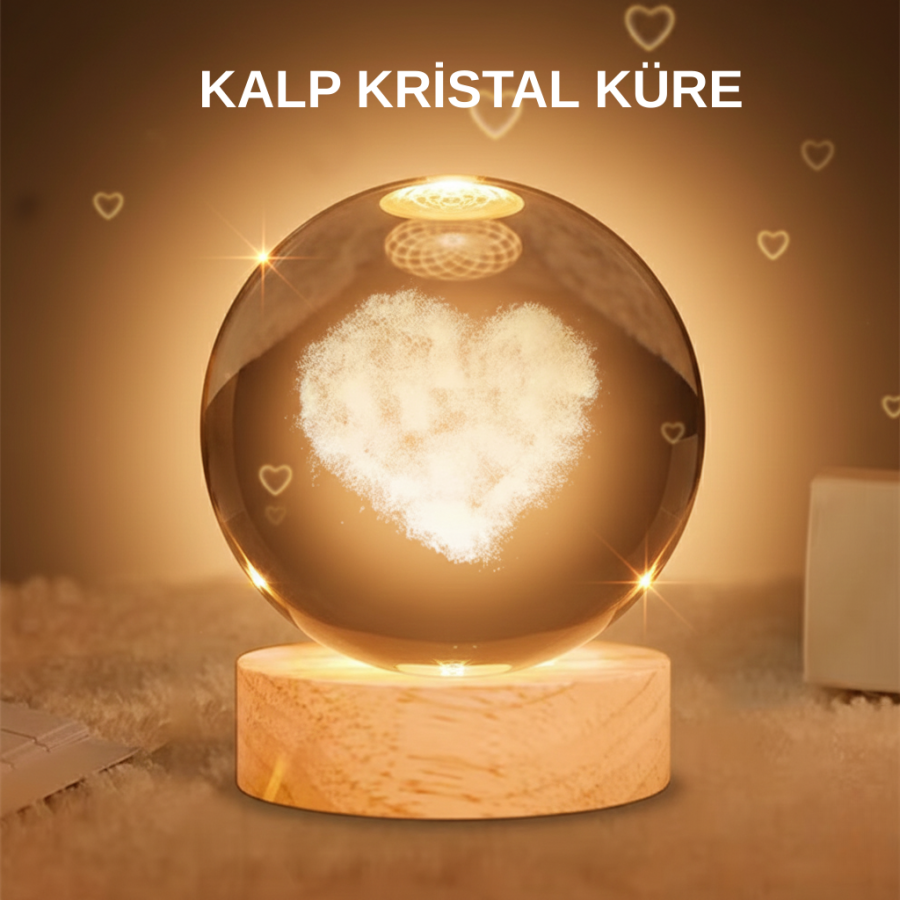 Heart Illuminated Glass Globe Decorative Night Lamp with Wooden Stand Heart Illuminated Glass Globe Decorative Night Lamp with Wooden Stand