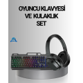 Illuminated Keyboard Mouse and Bluetooth Headset Set Turkish Q USB