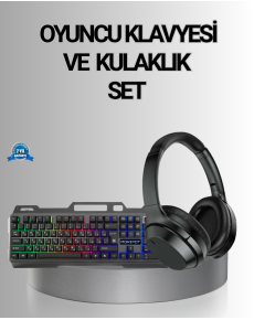 Illuminated Keyboard Mouse and Bluetooth Headset Set Turkish Q USB