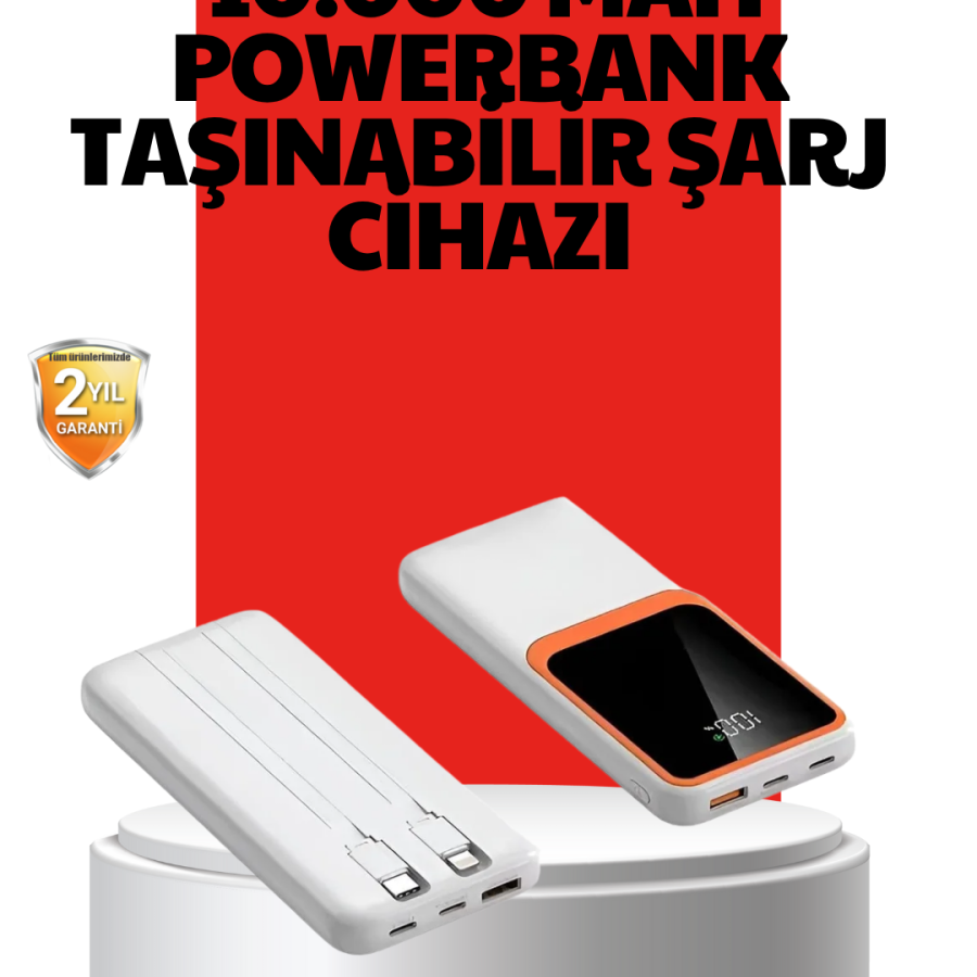 10000 mAh Portable Powerbank – Dual Output Type-C and Lightning Compatible