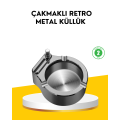 Ashtray with Lighter Stainless Metal Round Design Ashtray with Lighter Stainless Metal Round Design
