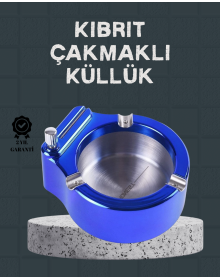 Table Top Ashtray with Lighter Stainless Metal Body