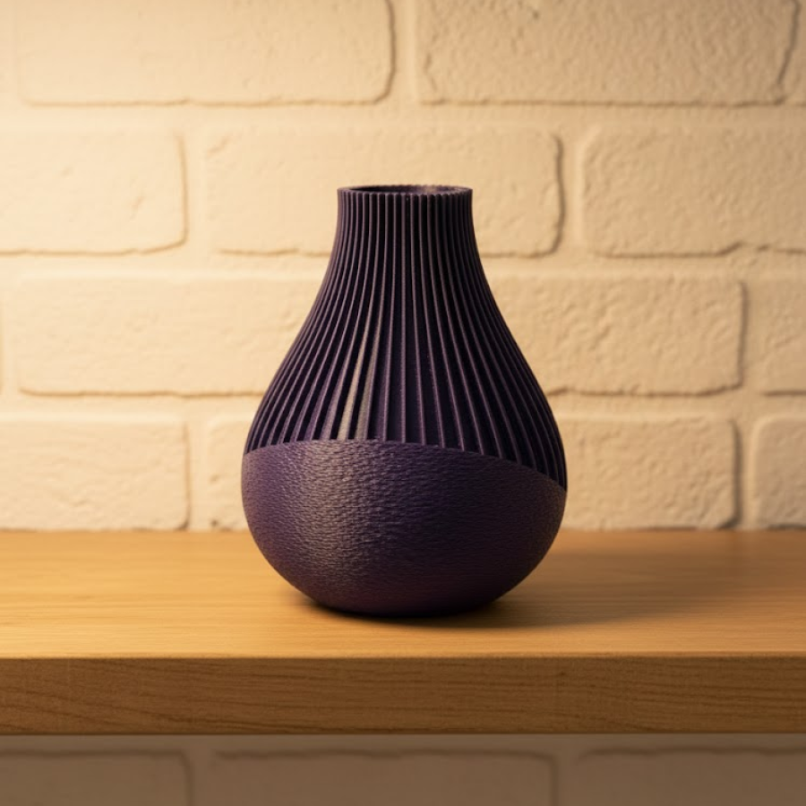 Purple Striped Decorative Vase 11 cm Modern Design Accessory