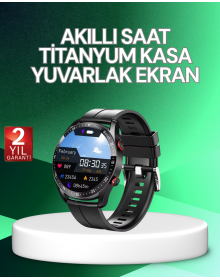 Smart Watch Titanium Case Round Screen Alarm Sleep and Health Tracking Vibrating