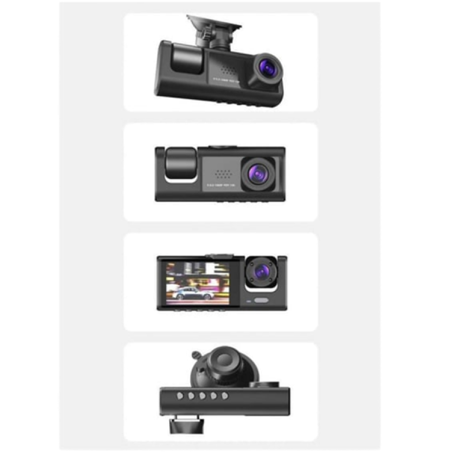 Three Camera Car Camera with 2.0” LCD Screen and Loop Recording Feature
