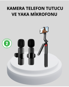 Wireless Dual Lapel Microphone and Selfie Stick with Tripod Creator Set