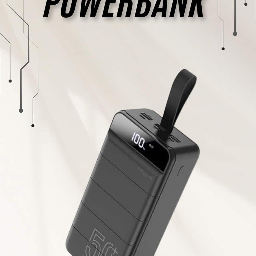 Powerbank Multiple Charging Port 50.000 Mah Portable with Digital Display