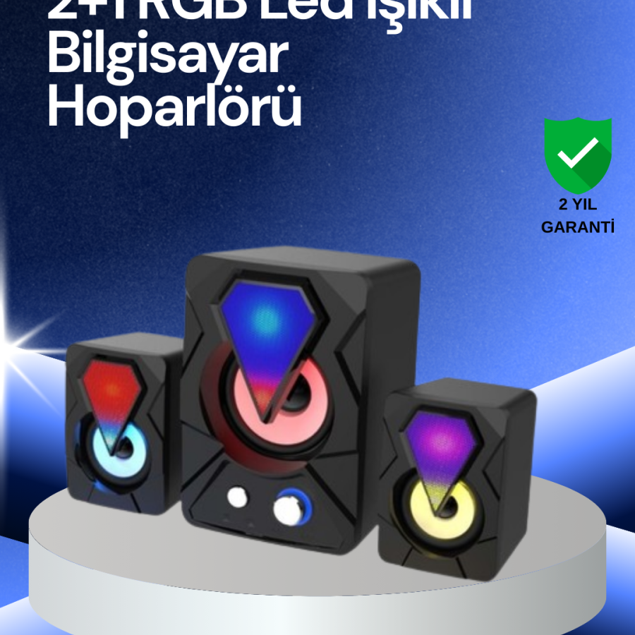 2.1 USB Gaming Speaker with RGB LED Lights Deep Bass and Clear Sound