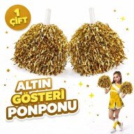 1 Pair (2 Pieces) Gold Color 23 April 19 May 29 October School Performance Pompoms Extra Plump