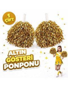 1 Pair (2 Pieces) Gold Color 23 April 19 May 29 October School Performance Pompoms Extra Plump