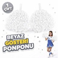 1 Pair (2 Pieces) White Color 23 April 19 May 29 October School Performance Pompoms Extra Plump