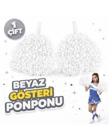 1 Pair (2 Pieces) White Color 23 April 19 May 29 October School Performance Pompoms Extra Plump