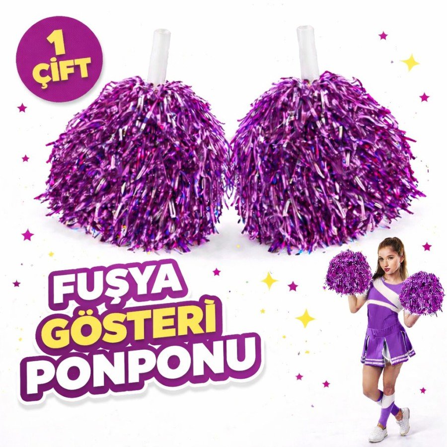 1 Pair (2 Pieces) Purple Color 23 April 19 May 29 October School Performance Pompoms Extra Plump