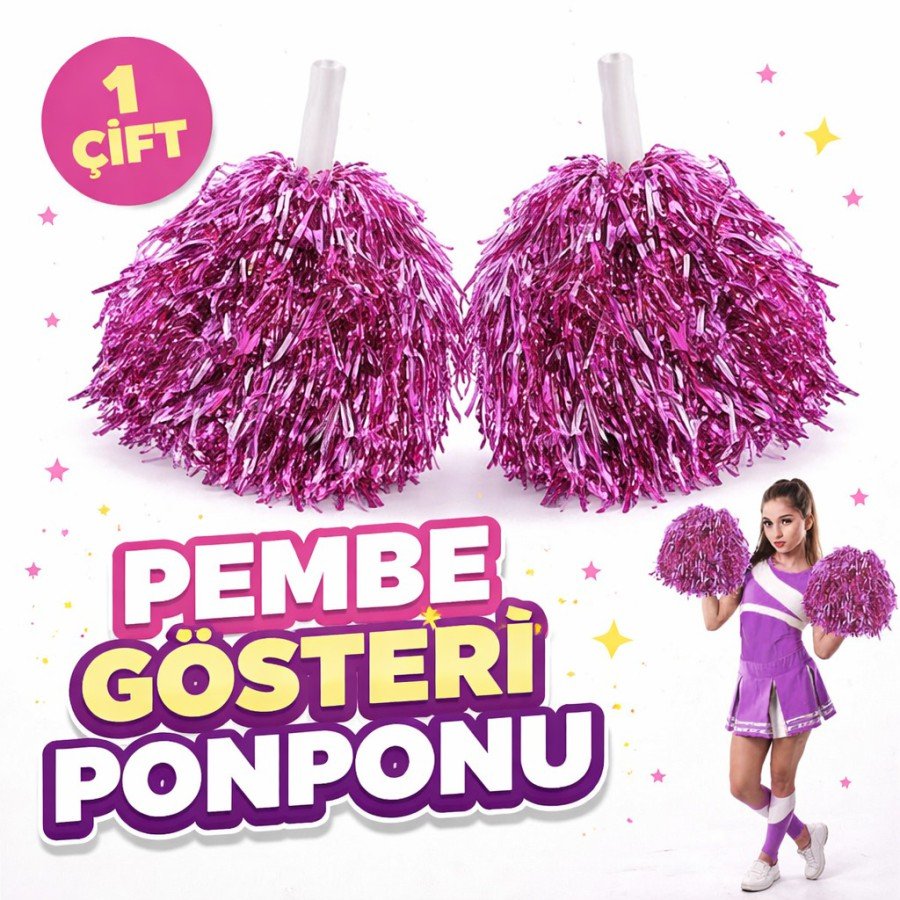 1 Pair (2 Pieces) Pink Color 23 April 19 May 29 October School Performance Pompoms Extra Plump