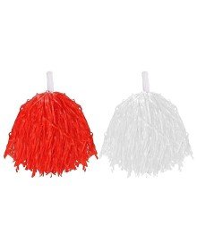 1 Pair of 23 April Show Pompoms in Red and White Colors