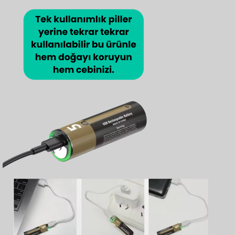 Quick Charge AA Lithium Battery via USB Type-C