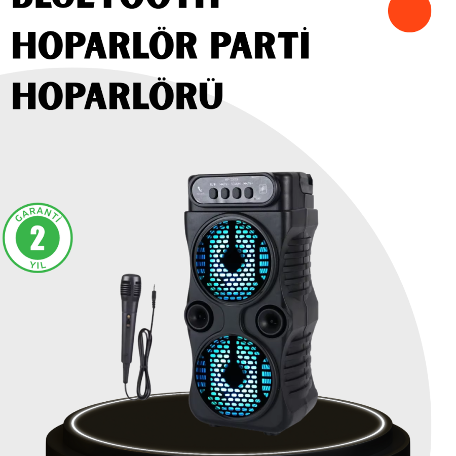 Portable Speaker with Bluetooth Connection – LED Light, FM Radio, Microphone Input