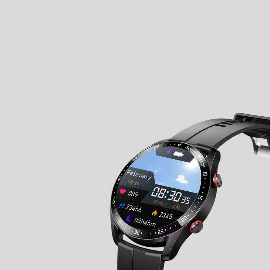 Smart Watch Amoled Screen Metal and Leather Band Sleep and Health Tracking Vibrating