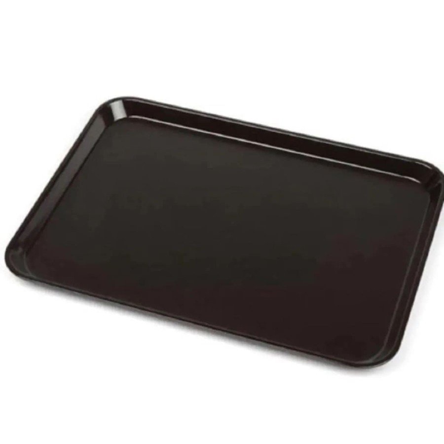 10 Pieces Black Midi Size Plastic Serving Tray Unbreakable Restaurant Buffet Fast Food Use (44x32 Cm)