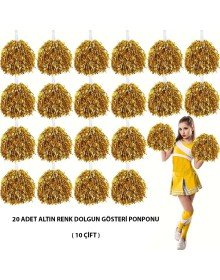 10 Pairs (20 Pieces) Gold Color 23 April 19 May 29 October School Performance Pompoms