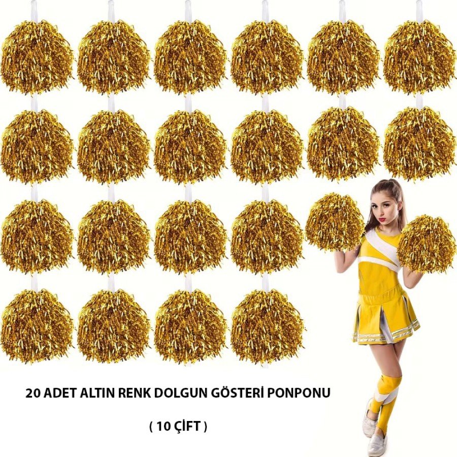 10 Pairs (20 Pieces) Gold Color 23 April 19 May 29 October School Performance Pompoms