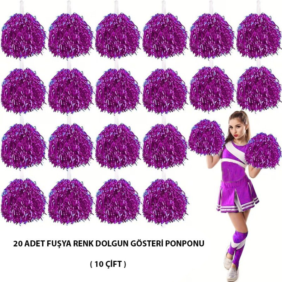 10 Pairs (20 Pieces) Purple Color 23 April 19 May 29 October School Performance Pompoms