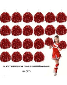 10 Pairs (20 Pieces) Red Color 23 April 19 May 29 October School Performance Pompoms