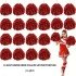 10 Pairs (20 Pieces) Red Color 23 April 19 May 29 October School Performance Pompoms