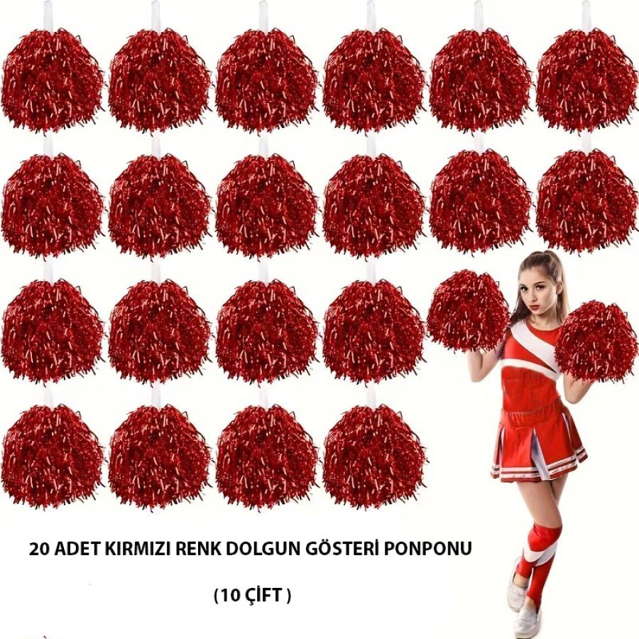 10 Pairs (20 Pieces) Red Color 23 April 19 May 29 October School Performance Pompoms