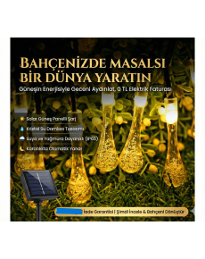 10 LEDs 2 Meters Yellow Crystal Water Drop Solar Powered Led Light Solar Garden Tree Lamp Lighting
