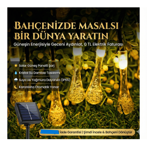 10 LEDs 2 Meters Yellow Crystal Water Drop Solar Powered Led Light Solar Garden Tree Lamp Lighting