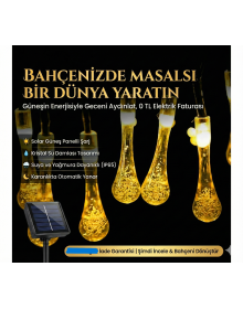 10 LEDs 2 Meters Yellow Crystal Water Drop Solar Powered Led Light Solar Garden Tree Lamp Lighting