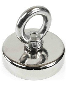 60 mm Diameter 100 kg Bearing Power, Large Neodymium Pot Magnet with Super Strong Ring, Marine Rescue Magnet