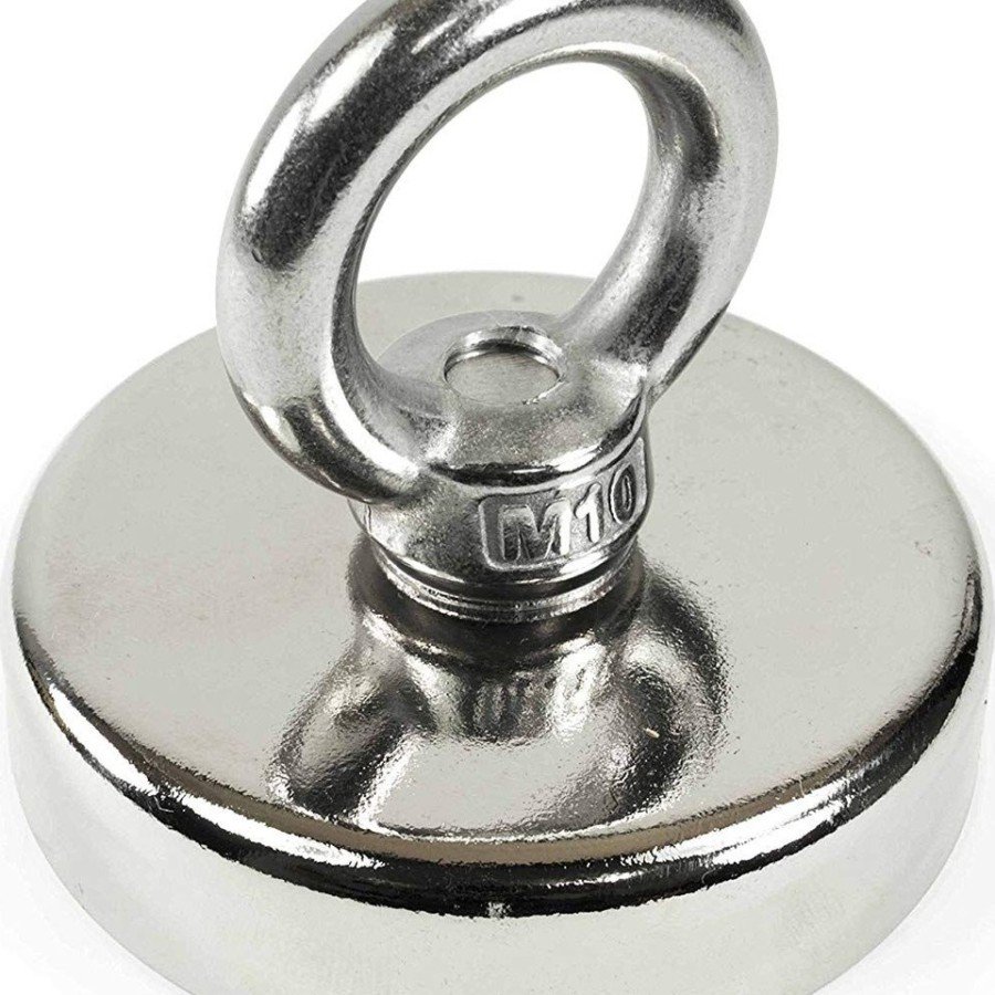 60 mm Diameter 100 kg Bearing Power, Large Neodymium Pot Magnet with Super Strong Ring, Marine Rescue Magnet