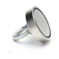 60 mm Diameter 100 kg Bearing Power, Large Neodymium Pot Magnet with Super Strong Ring, Marine Rescue Magnet