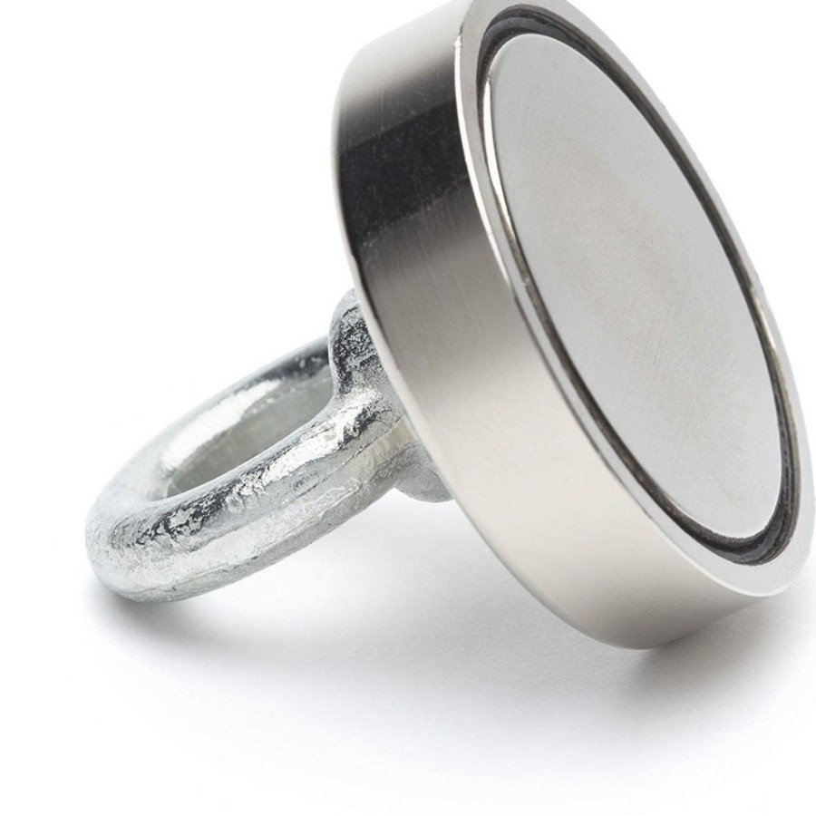60 mm Diameter 100 kg Bearing Power, Large Neodymium Pot Magnet with Super Strong Ring, Marine Rescue Magnet