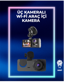 1080p Front + 720p Rear & Interior Camera – Water Resistant Vehicle Security Camera