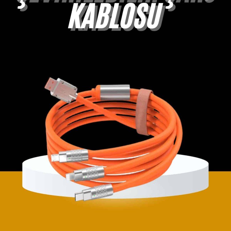 120W 3 in 1 Compatible Silicone Charging Cable Fast Charging Cable