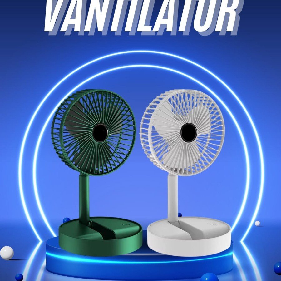 3 Level Speed ​​Adjustable Fan with Phone Stand Rechargeable Foldable Cooling Fan