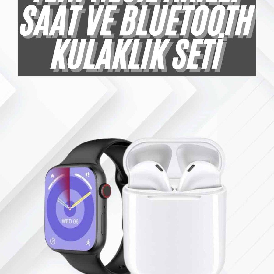 Smart Watch Silver Case Bluetooth Headset Multifunctional Set of Two with Gift