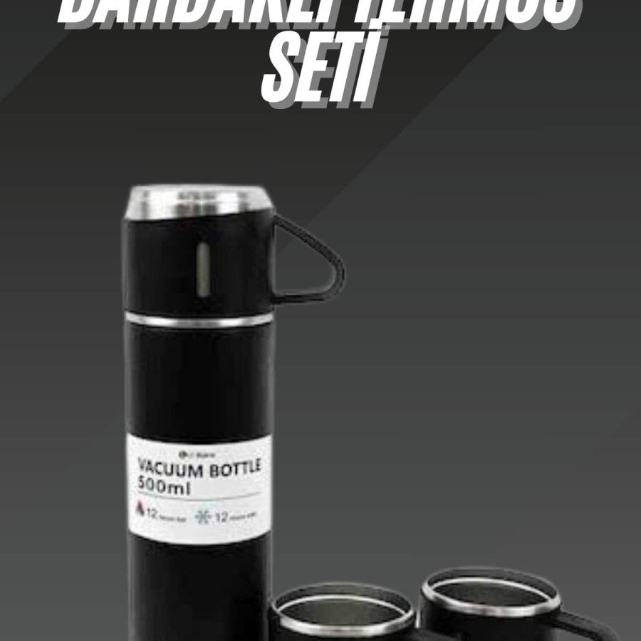 Thermos Set Stainless Steel 3 Glass Vacuum Thermos Set 500 Ml Heat Protection Up to 12 Hours