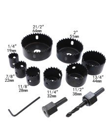 11 Piece Punch Set Wood Cutting Saw Drill Bit Set Drywall Ceiling Cutting