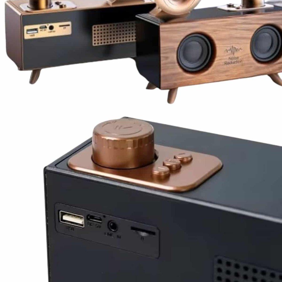 Bluetooth Nostalgia Speaker Radio Gramophone Wooden Color Vintage