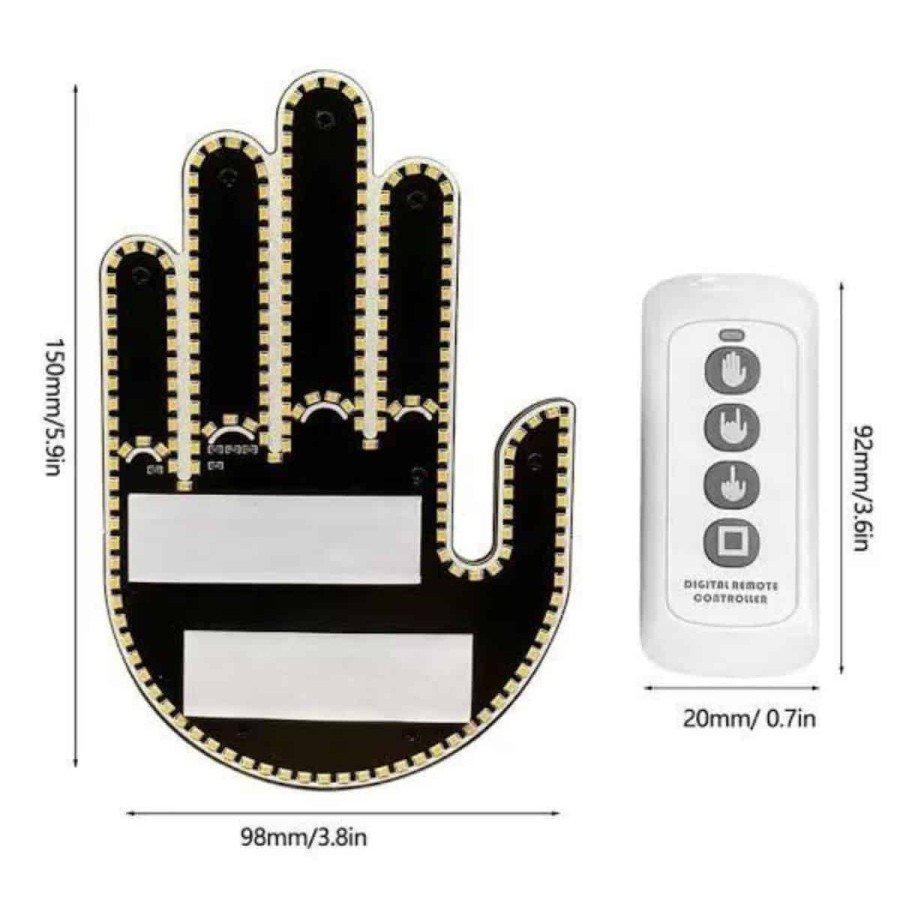 Hand Middle Finger LED Controlled In-Car Reflector Rear Window Hand Icon