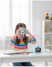Blue HD Portable Mini Camera with Video Recording and Photo Shooting Features