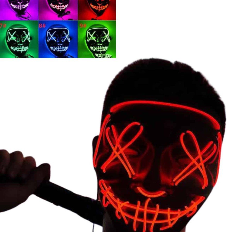 Neon Mask with Led Light Halloween Mask Scary Horror Mask