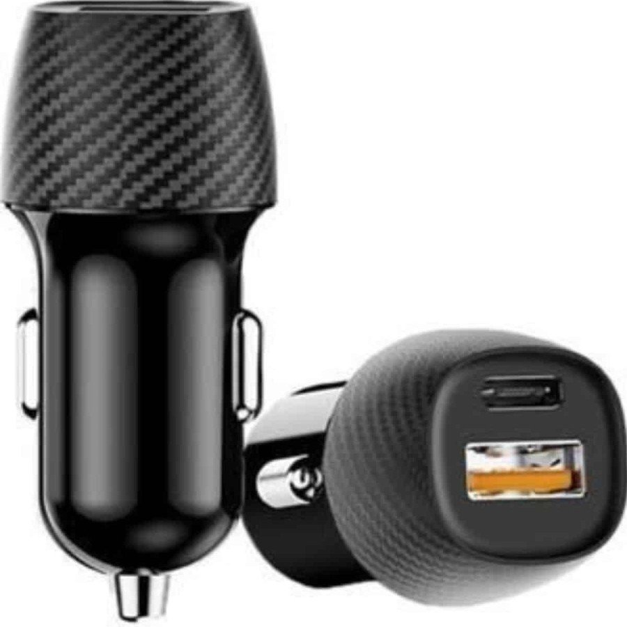 Fast Car Charger 38W Dual Input Fast Charging Car Cigarette Lighter Type-C